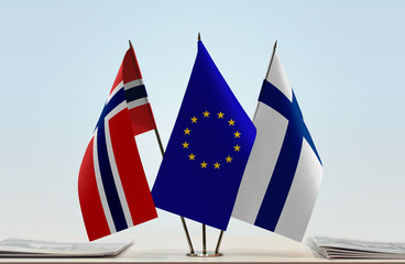 Flags of Norway European Union and Finland