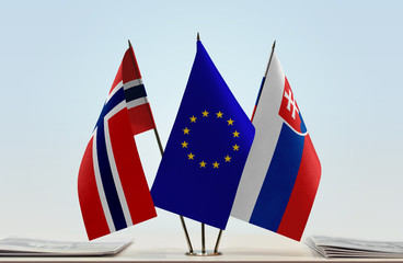 Flags of Norway European Union and Slovakia