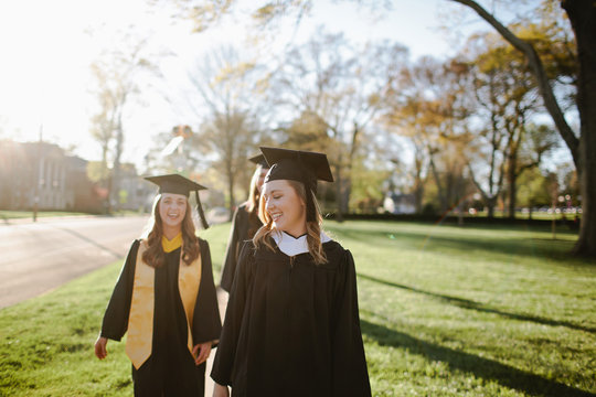 Female Graduates Walking