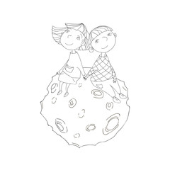 Cute children on the Moon. 