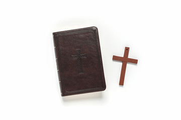 Bible book christian brown on white