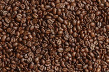 Coffee Beans Pattern Background / Roasted coffee texture studio photography