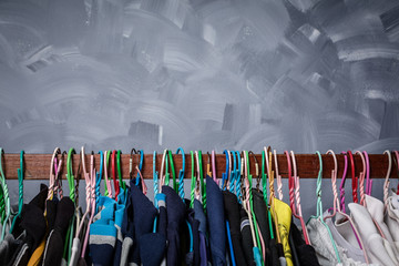Clothes hangers hung by clothes
