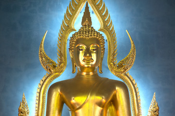 Phra Puttha Jinnarat, main altar with seated buddha, of Wat Benchamabophit (Marble Temple),...