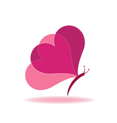 Butterfly heart shape abstract vector icon
