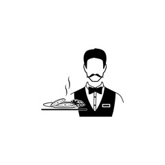 waiter serving halibut icon. Fish and sea products elements. Premium quality graphic design icon. Simple love icon for websites, web design, mobile app, info graphics
