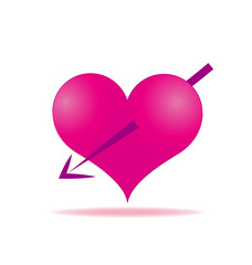 Pink heart arrows piercing icon vector