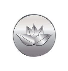 Silver lotus coin icon vector