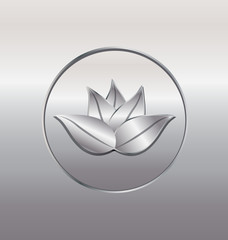 Silver lotus icon symbol vector