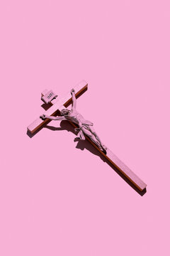 Pink Jesus Christ Crucifix