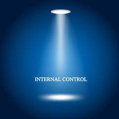 Business illustration. The light from the lamp with the inscription:internal control
