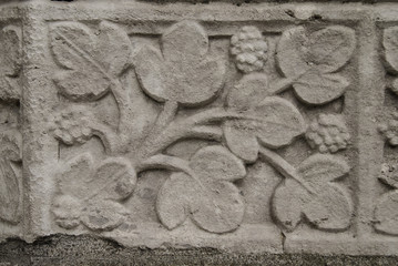close up of floral detail on the Chartres Cathedral in Chartres France
