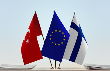 Flags of Turkey European Union and Finland