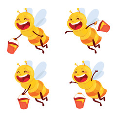 honey and Bee character. honey vector.