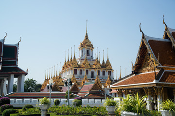 The Loha Prasat or Metal Castle in Wat Ratchanatdaram Woravihan, Thailand.