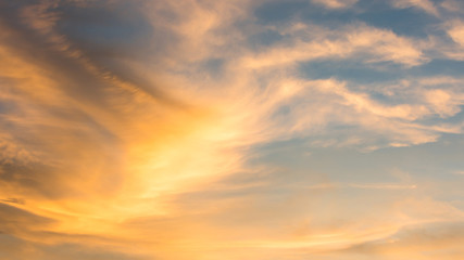 orange and blue sky background in the evening or dusk