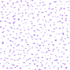 Valentine's greeting card with falling red hearts on white background. Vector