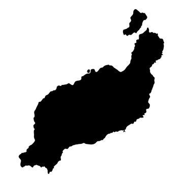 Lanzarote map. Island silhouette icon. Isolated Lanzarote black map outline. Vector illustration.