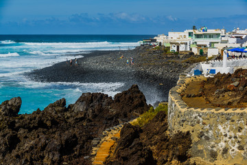 Marvelous view of the gulf of El Golfo. Lanzarote. Canary Islands. Spain