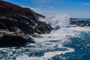 Storm on the coast of El Golfo. Lanzarote. Canary Islands. Spain