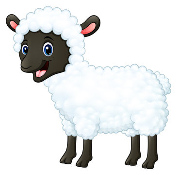 Cartoon happy sheep smiling