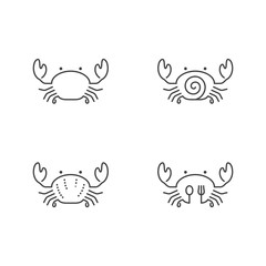 Crab icon outline stroke set design illustration black and white color isolated on white background, vector eps10