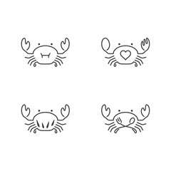 Crab icon outline stroke set design illustration black and white color isolated on white background, vector eps10
