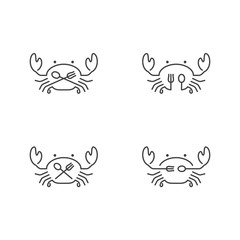 Crab icon outline stroke set design illustration black and white color isolated on white background, vector eps10