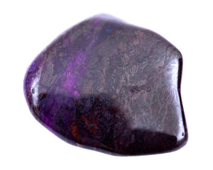 Deep purple Manganese with sugilite tumbled stone from South Africa isolated on white background