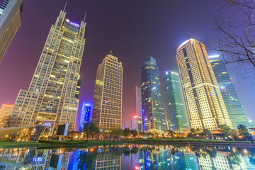 Obraz premium City Night Shanghai Lujiazui