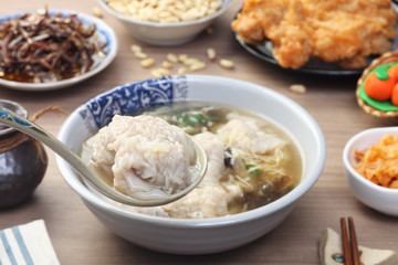 The big pork wonton soup- A popular Taiwan food 