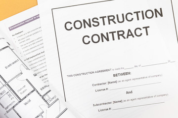 Fototapeta na wymiar Close - up Blank construction contract paper