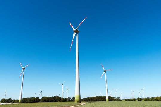 Wind power in the fields seen in rural Germany