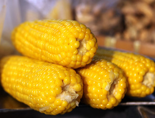boiled corn in thai market