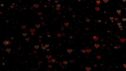 Valentine background with hearts, love valentine on black, red hart on black background, Valentine's day, Hearts fly valentine background