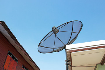 satellite dish on house roof