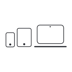 Modern electronic devices. Line style vector illustration of laptop, tablet and phone.
