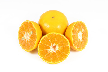 sliced orange isolated on white background