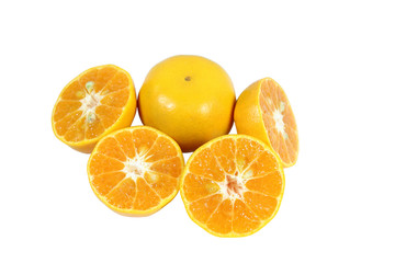 sliced orange isolated on white background