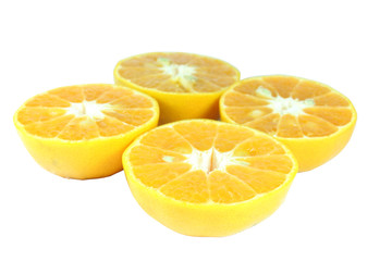 sliced orange isolated on white background