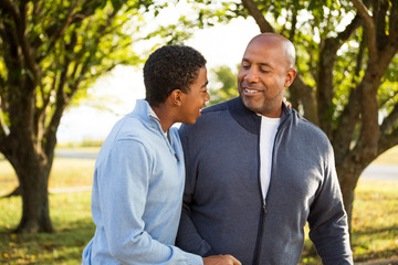 Father talking and spending time with his son.