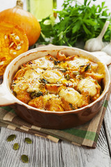 Chicken baked with pumpkin