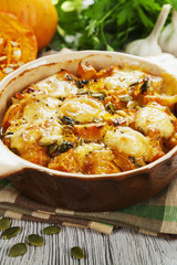 Chicken baked with pumpkin