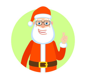 Santa Claus with crossed fingers