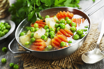 Soup with green peas