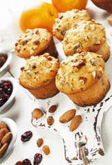 Orange muffins with dried fruits