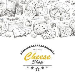 Horizontal background with cheese products