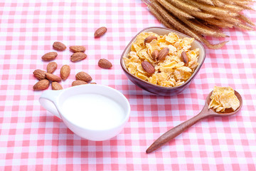 Breakfast corn flake on table