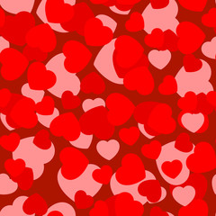 Vector illustration with red hearts. Seamless pattern for Valentine's Day. Romantic background.