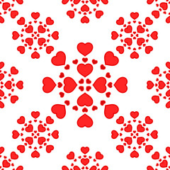Vector illustration with red hearts. Seamless pattern for Valentine's Day. Romantic background.